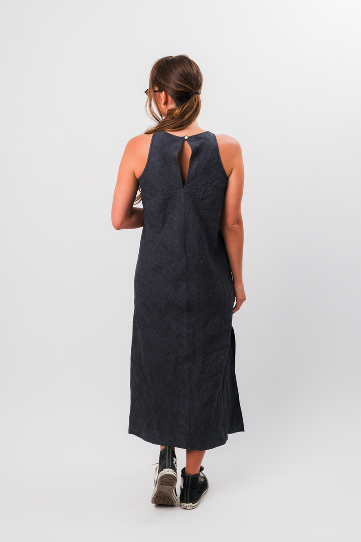 Almost Black Linen Margarita Dress