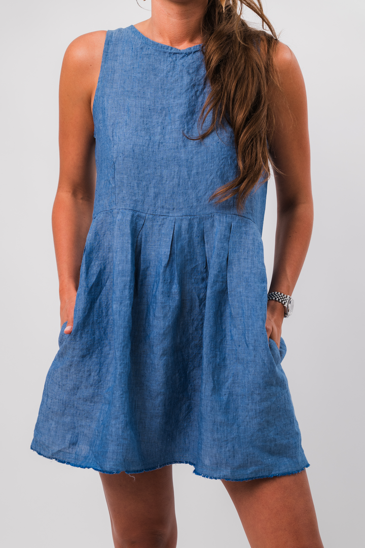 Blue Lagoon Linen Rita Dress