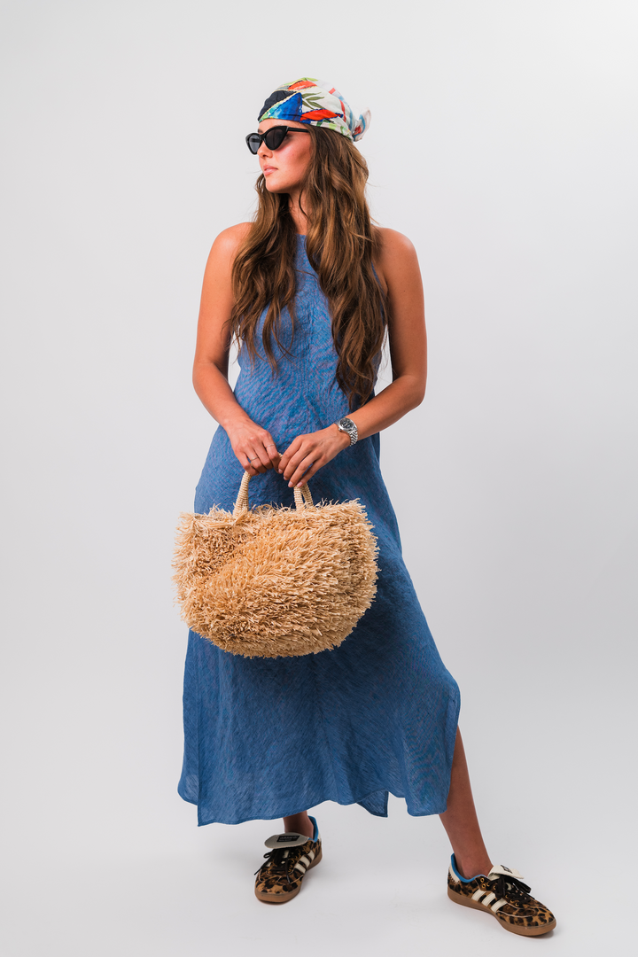 Blue Lagoon Linen Margarita Dress